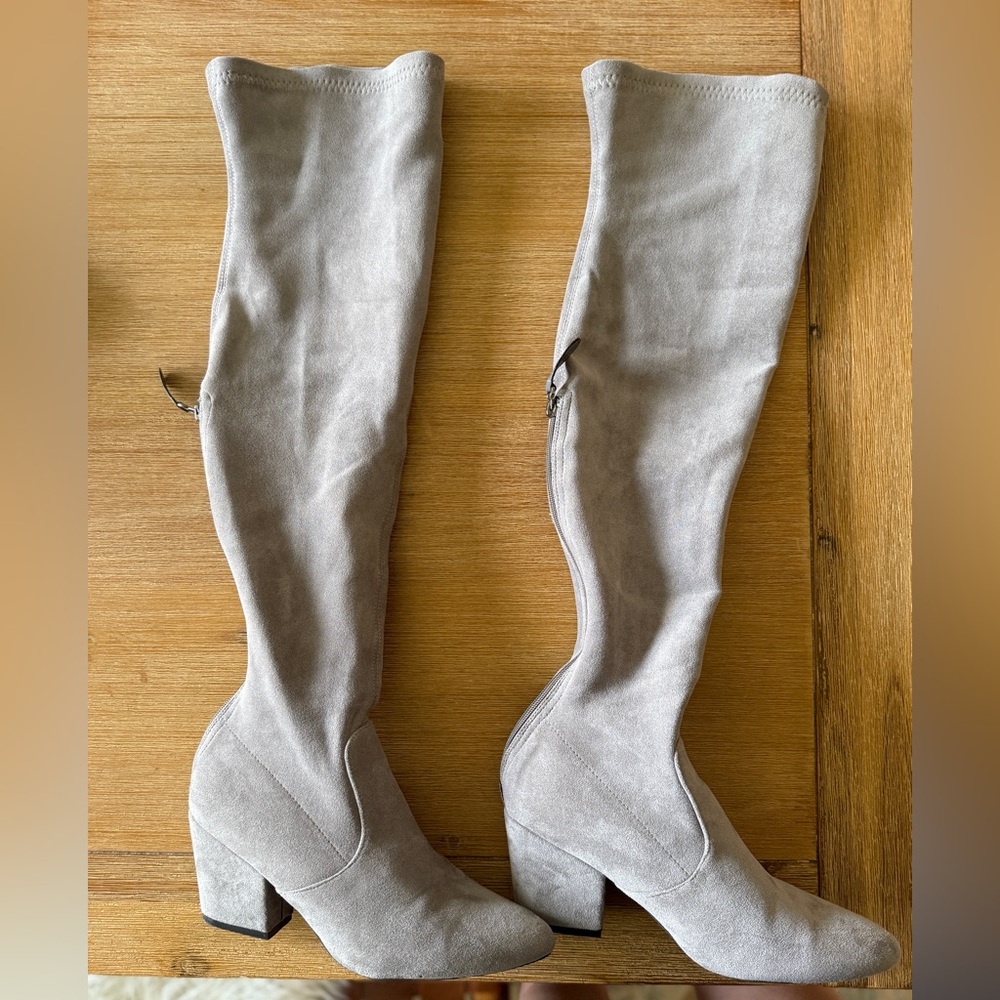 Women's Over-the-Knee Block Heel Boots - Gray